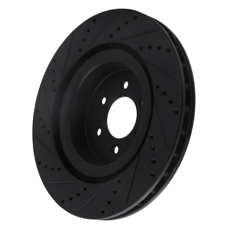 Dodge Viper Brake Rotor (1) - Front Right - R1 Concepts - Drilled & Slotted - Black - `03-`17